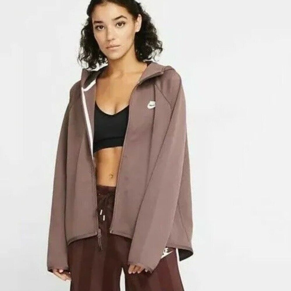 Nike Women's Tech Fleece Cape Full Zip Sweatshirt Brown/Purple Medium EUC